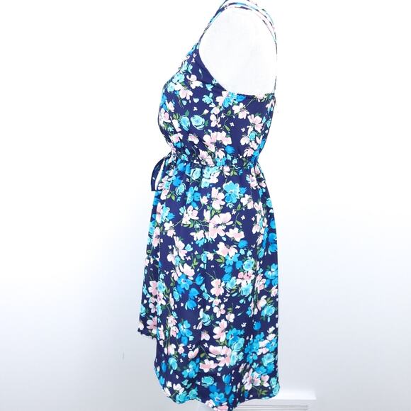 New Rue 21 Floral Summer Dress XS Sleeveless Navy Blue, Pink, Spaghetti Straps - Picture 6 of 7